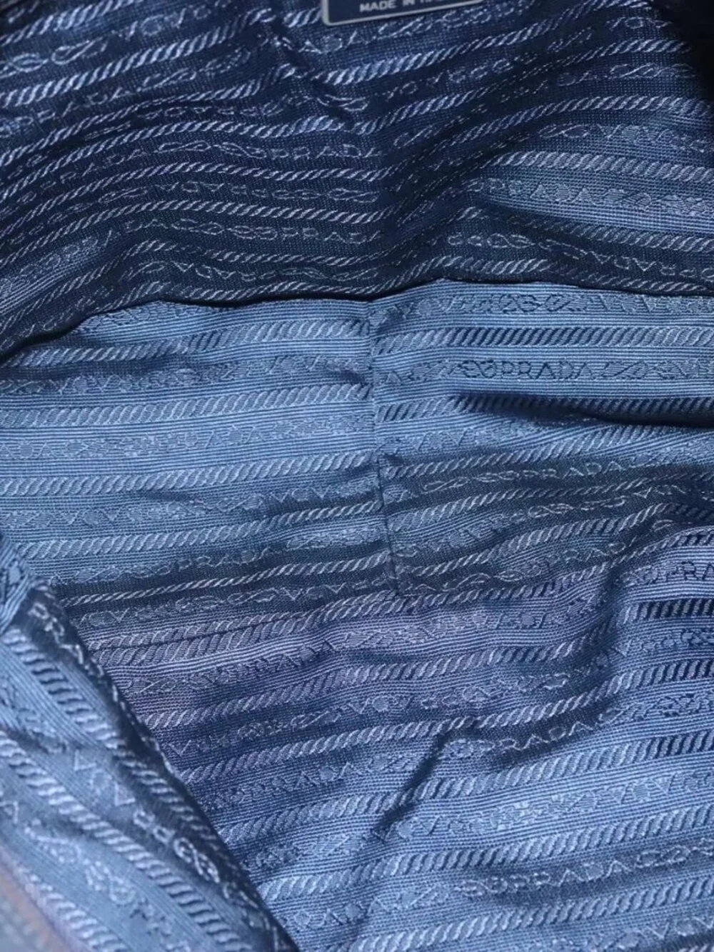 PRADA Hand Bag Nylon Navy Silver Auth bs22993